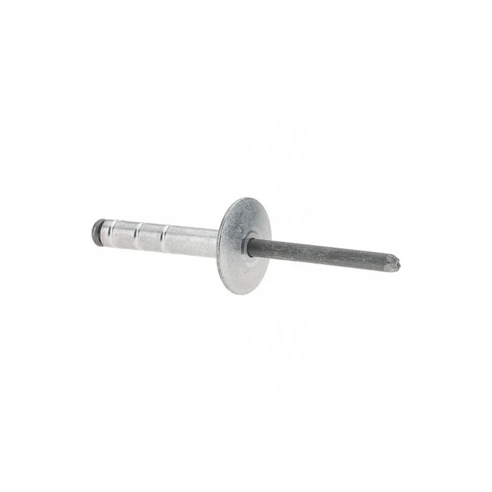 Open End Blind Rivet: Large Flange Head, Aluminum Body, Steel Mandrel