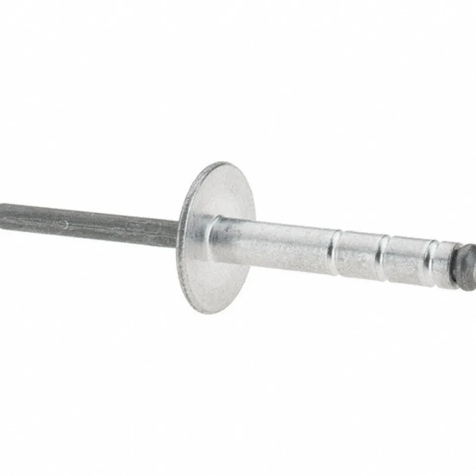 Open End Blind Rivet: Large Flange Head, Aluminum Body, Steel Mandrel