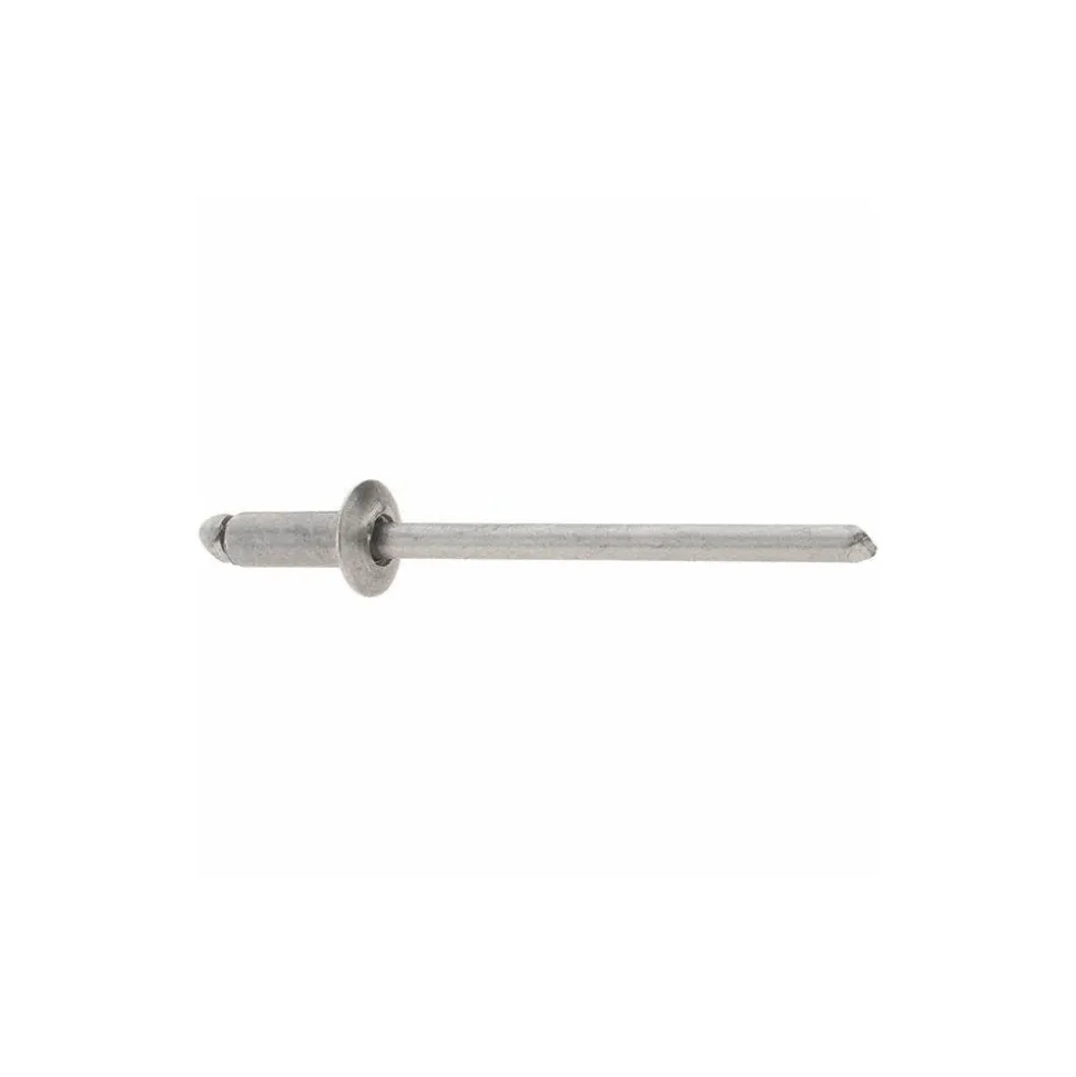 Open End Blind Rivet: Size 43, Dome Head, Stainless Steel Body, Stainless Steel Mandrel