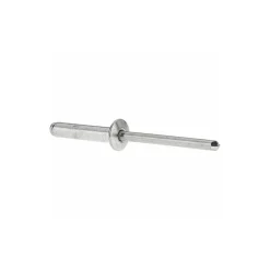 Open End Blind Rivet: Size 6-12, Dome Head, Aluminum Body, Aluminum Mandrel
