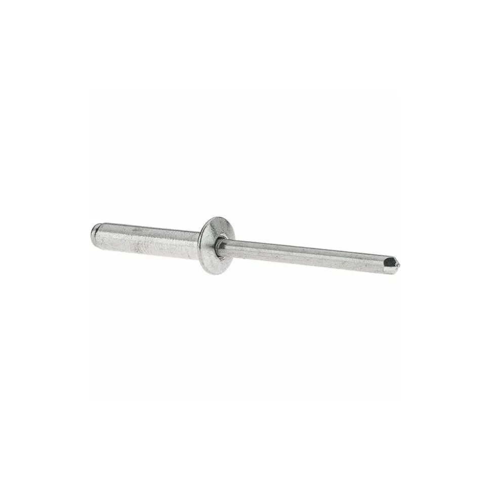 Open End Blind Rivet: Size 6-12, Dome Head, Aluminum Body, Aluminum Mandrel