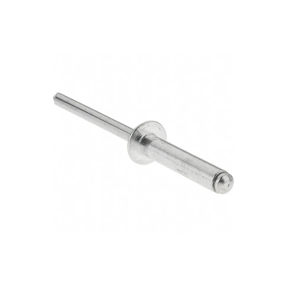 Open End Blind Rivet: Size 6-12, Dome Head, Aluminum Body, Aluminum Mandrel