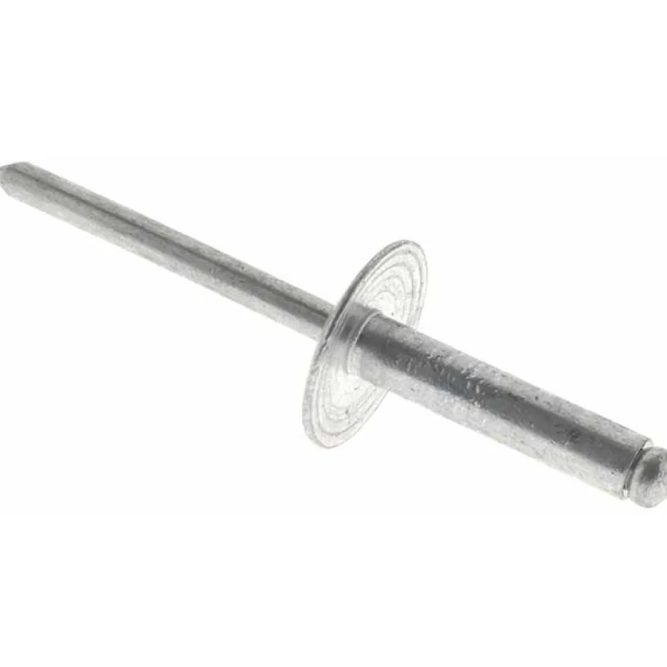 Open End Blind Rivet: Size 610, Large Flange Dome Head, Aluminum Body, Aluminum Mandrel