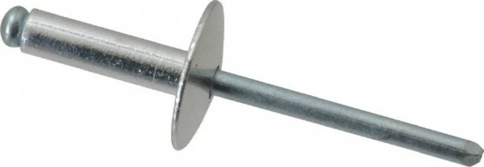 Open End Blind Rivet: Size 68, Large Flange Dome Head, Aluminum Body, Steel Mandrel