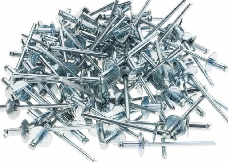Open End Blind Rivet: Size 42, Large Flange Dome Head, Steel Body, Steel Mandrel