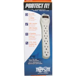 6 Outlets, 120 Volts, 15 Amps, 2' Cord, Power Outlet Strip