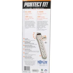 6 Outlets, 120 Volts, 15 Amps, 2' Cord, Power Outlet Strip