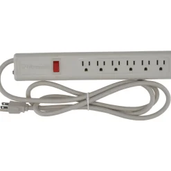 6 Outlets, 120 Volts, 15 Amps, 6' Cord, Power Outlet Strip