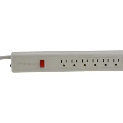 6 Outlets, 120 Volts, 15 Amps, 6' Cord, Power Outlet Strip
