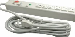 6 Outlets, 120 Volts, 15 Amps, 15' Cord, Power Outlet Strip