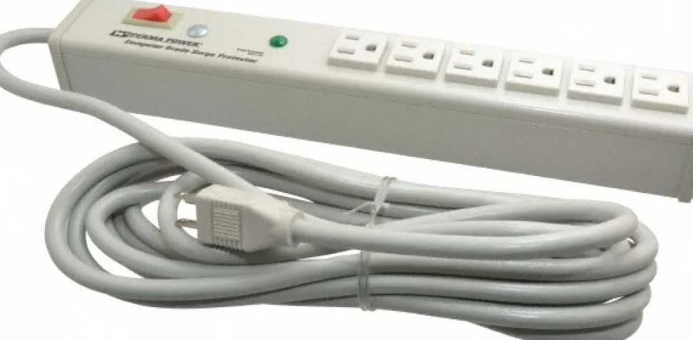 6 Outlets, 120 Volts, 15 Amps, 15' Cord, Power Outlet Strip