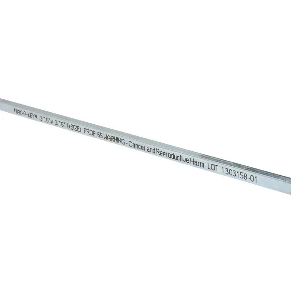 Oversized Key Stock: 3/16" High, 3/16" Wide, 12" Long, Steel, Zinc-Plated