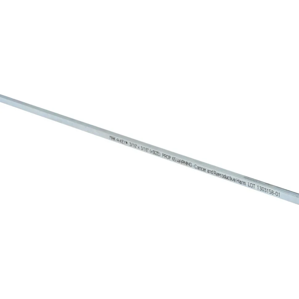 Oversized Key Stock: 3/16" High, 3/16" Wide, 12" Long, Steel, Zinc-Plated