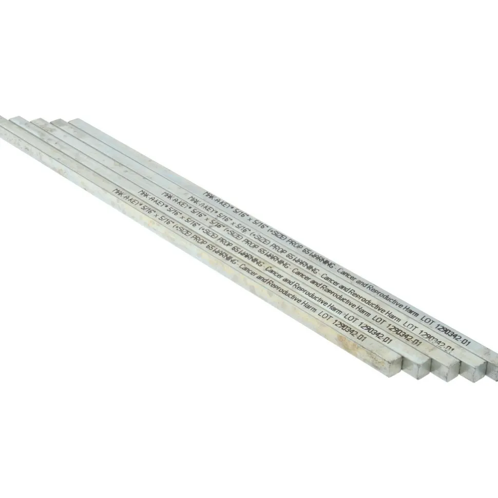 Oversized Key Stock: 5/16" High, 5/16" Wide, 12" Long, Steel, Zinc-Plated