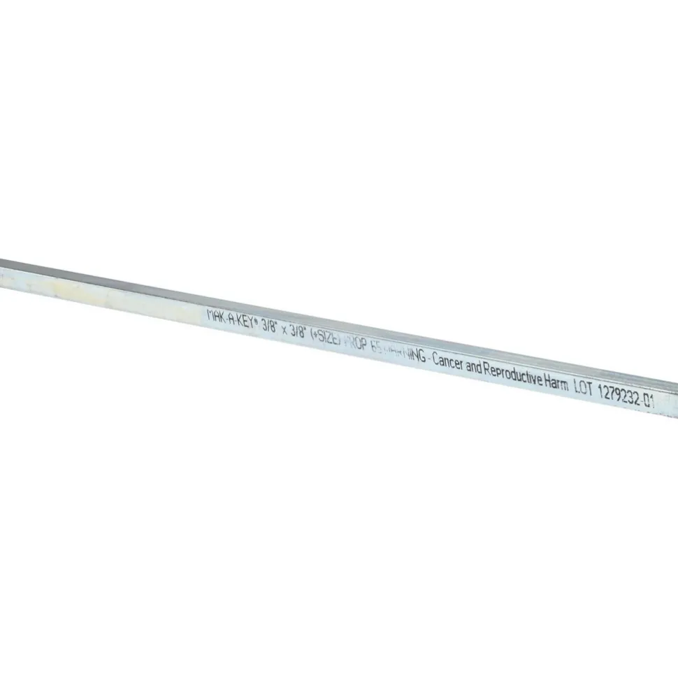 Oversized Key Stock: 3/8" High, 3/8" Wide, 12" Long, Steel, Zinc-Plated