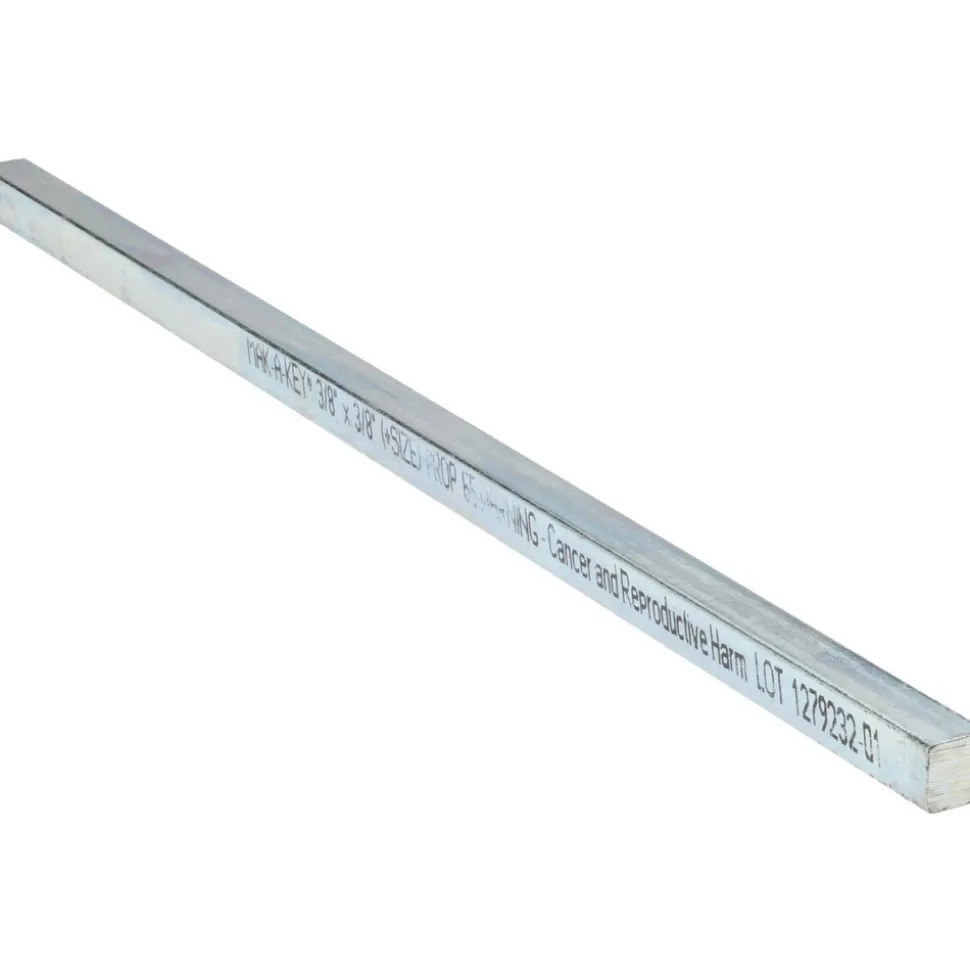 Oversized Key Stock: 3/8" High, 3/8" Wide, 12" Long, Steel, Zinc-Plated