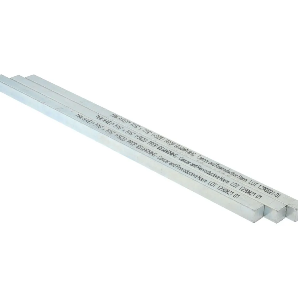Oversized Key Stock: 7/16" High, 7/16" Wide, 12" Long, Steel, Zinc-Plated