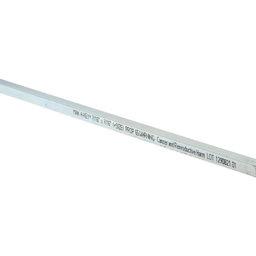 Oversized Key Stock: 7/16" High, 7/16" Wide, 12" Long, Steel, Zinc-Plated