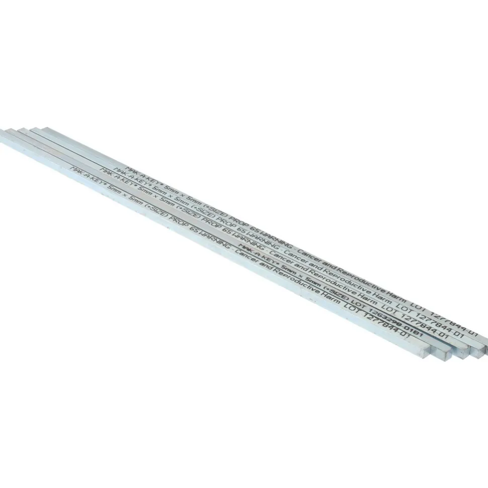 Oversized Key Stock: 12" Long, Steel, Zinc-Plated