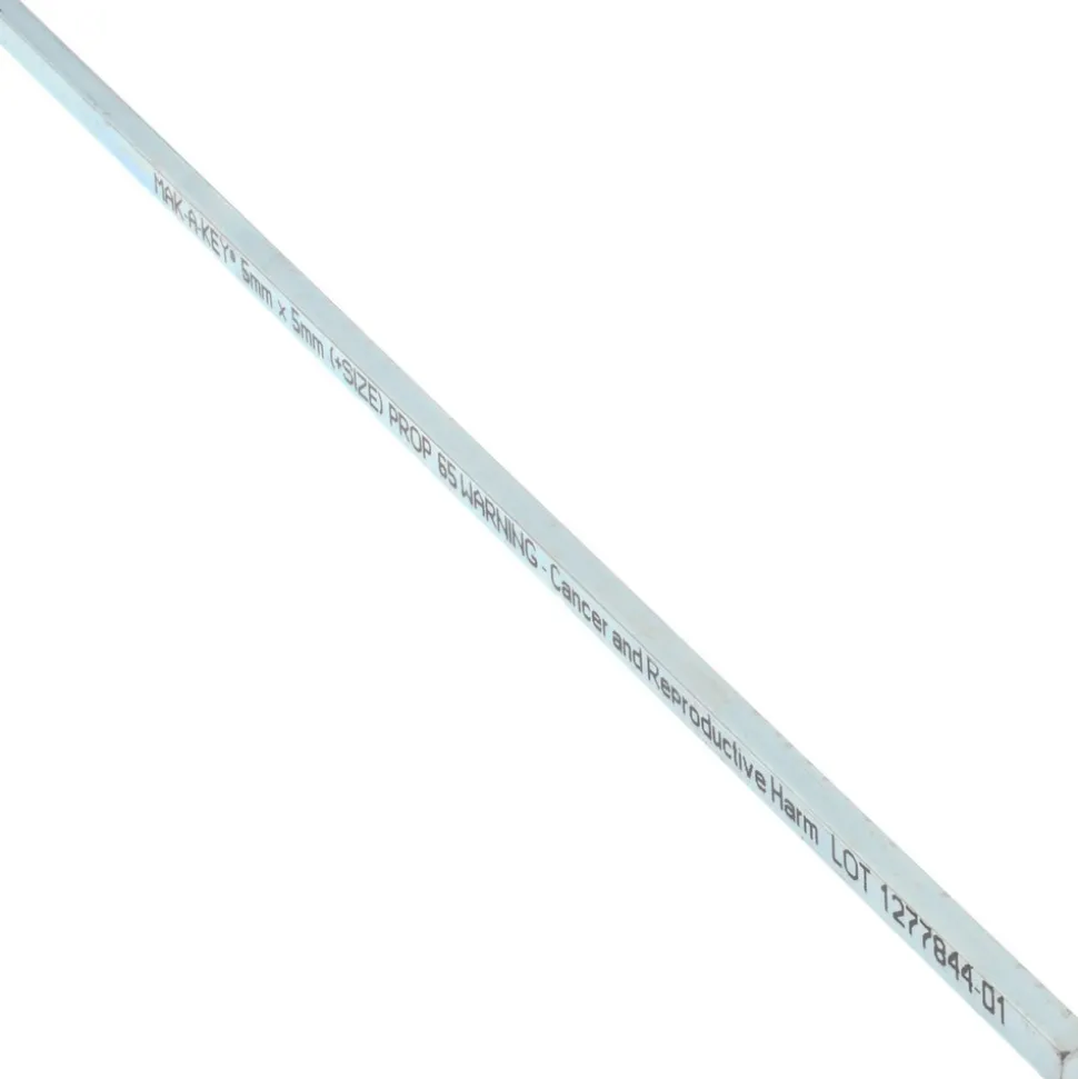 Oversized Key Stock: 12" Long, Steel, Zinc-Plated