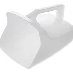 64 oz White Polycarbonate Flat Bottom Scoop