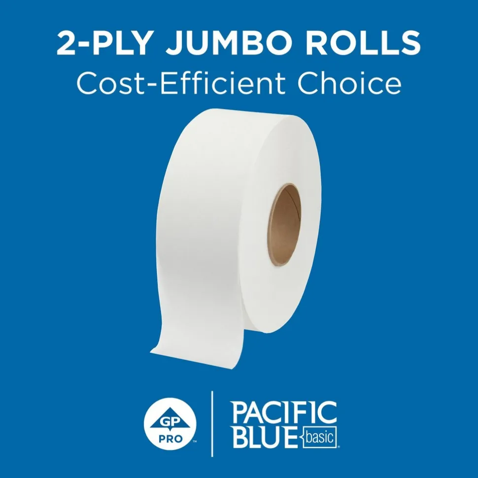 Pacific Blue Basic Jumbo Jr. 2-Ply High-Capacity Toilet Paper, White