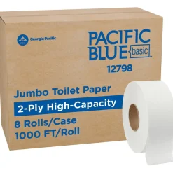 Pacific Blue Basic Jumbo Jr. 2-Ply High-Capacity Toilet Paper, White