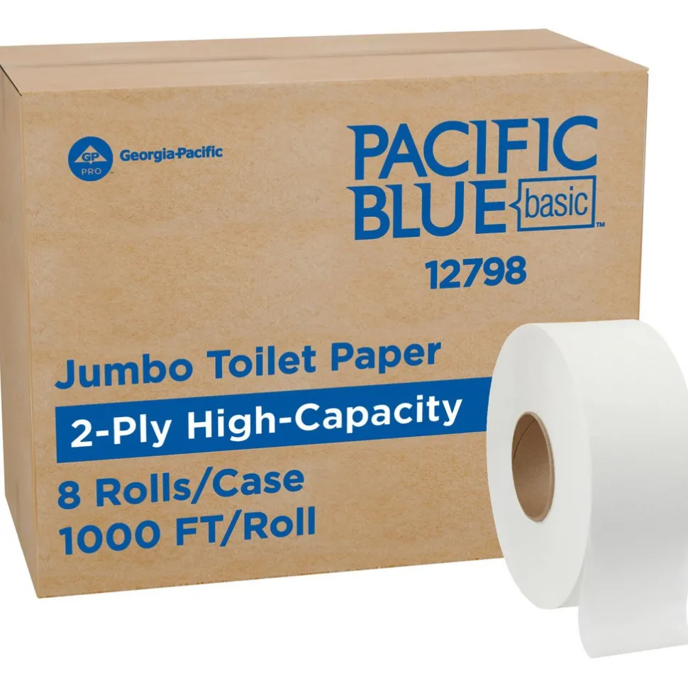 Pacific Blue Basic Jumbo Jr. 2-Ply High-Capacity Toilet Paper, White