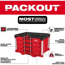 PACKOUT™ 4-Drawer Tool Box: 14.3" High, 16.3" Long, 22.2" Wide