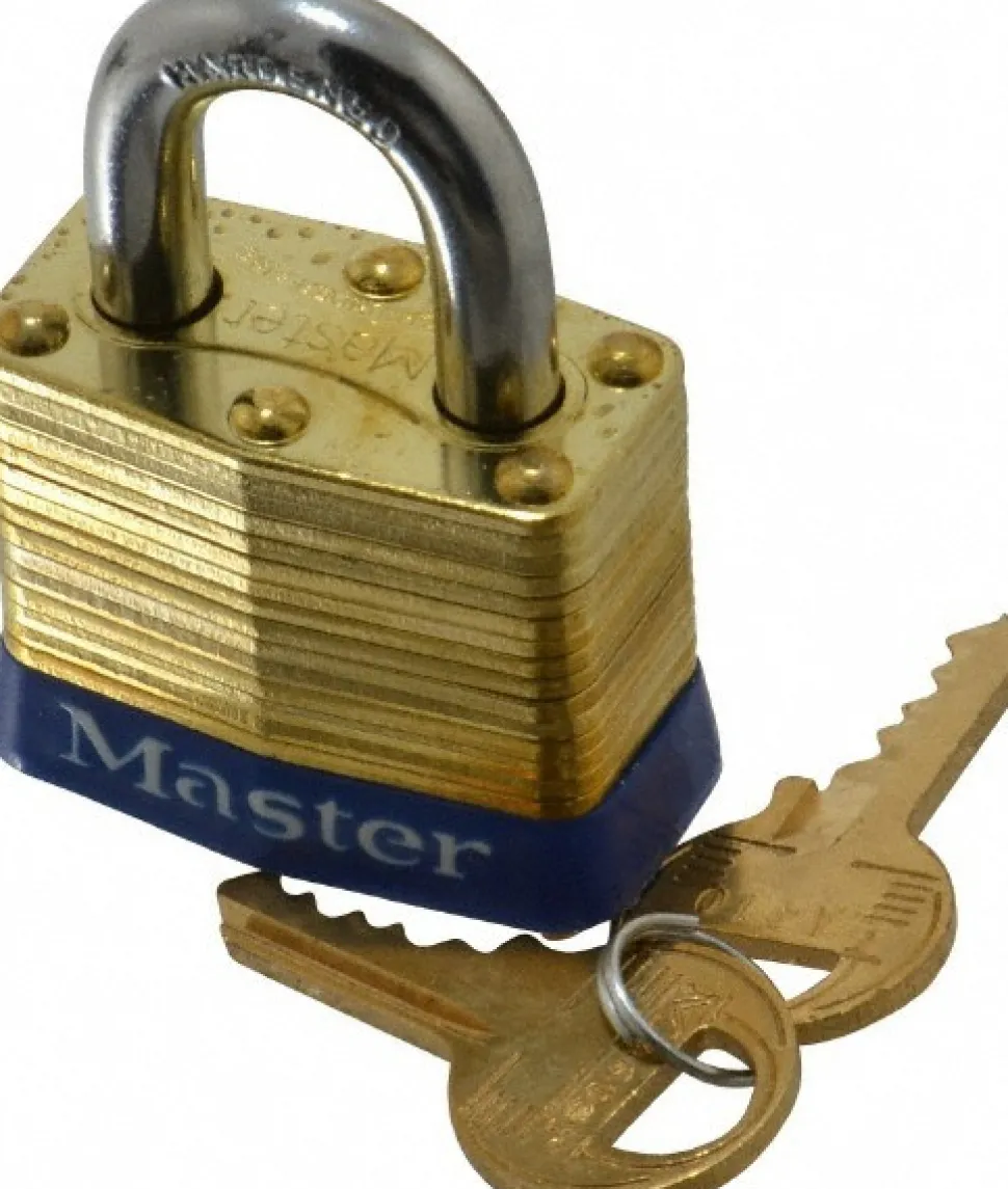 Padlock: Brass, Keyed Different, 1-9/16" Wide