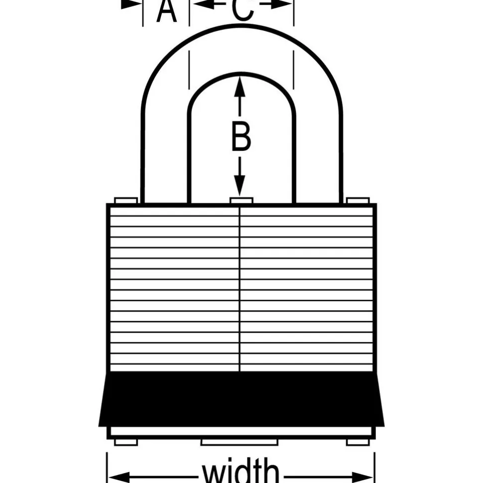Padlock: Laminated Steel, Keyed Alike, 1-1/8" Wide