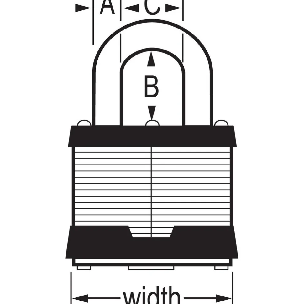 Padlock: Laminated Steel, Keyed Alike, 1-3/4" Wide
