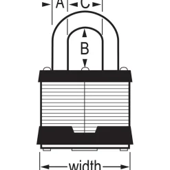 Padlock: Laminated Steel, Keyed Alike, 2" Wide