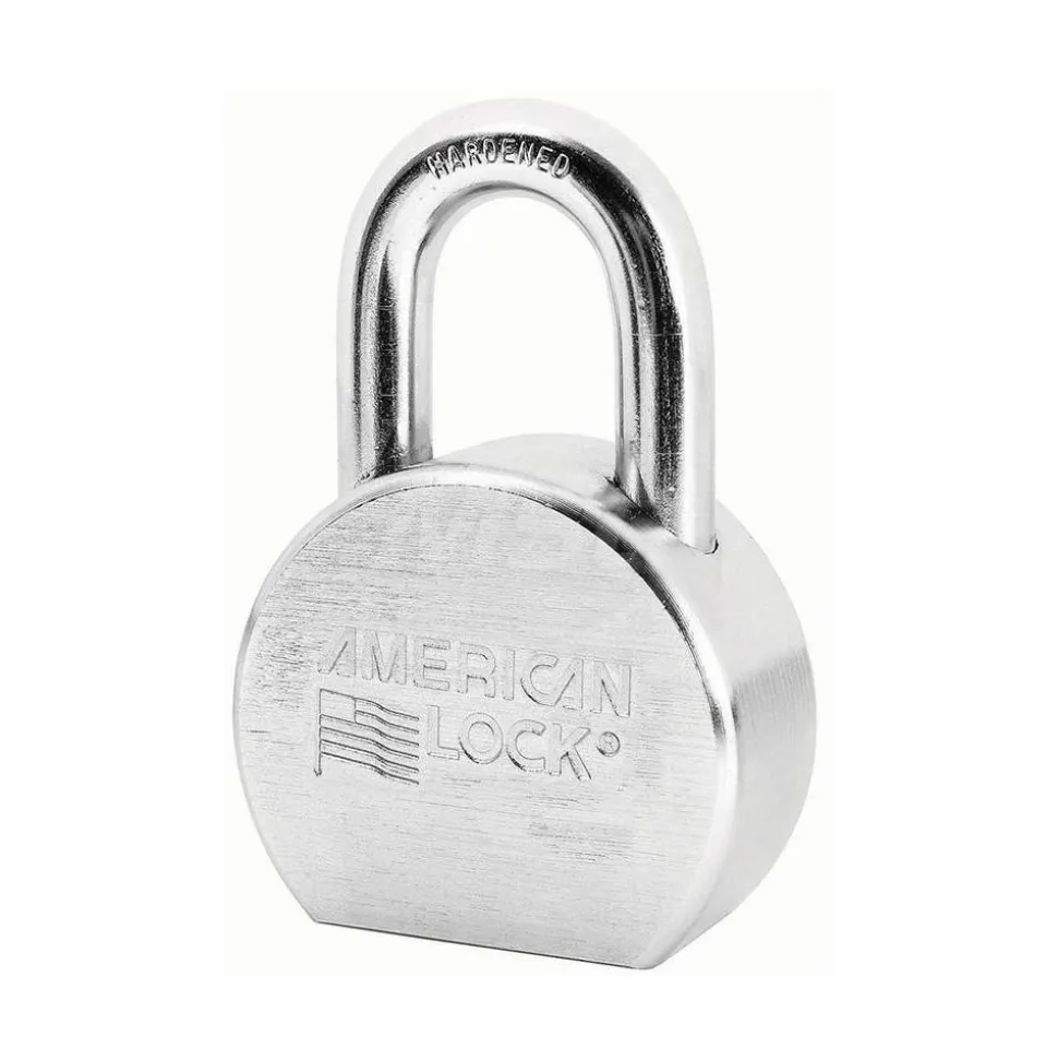 Padlock: Steel, Keyed Alike, 2-1/2" Wide, Satin Chrome & Triple-Plated