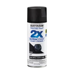 Painter's Touch 2X Ultra Cover Spray Paint, Black, Flat, 12 oz