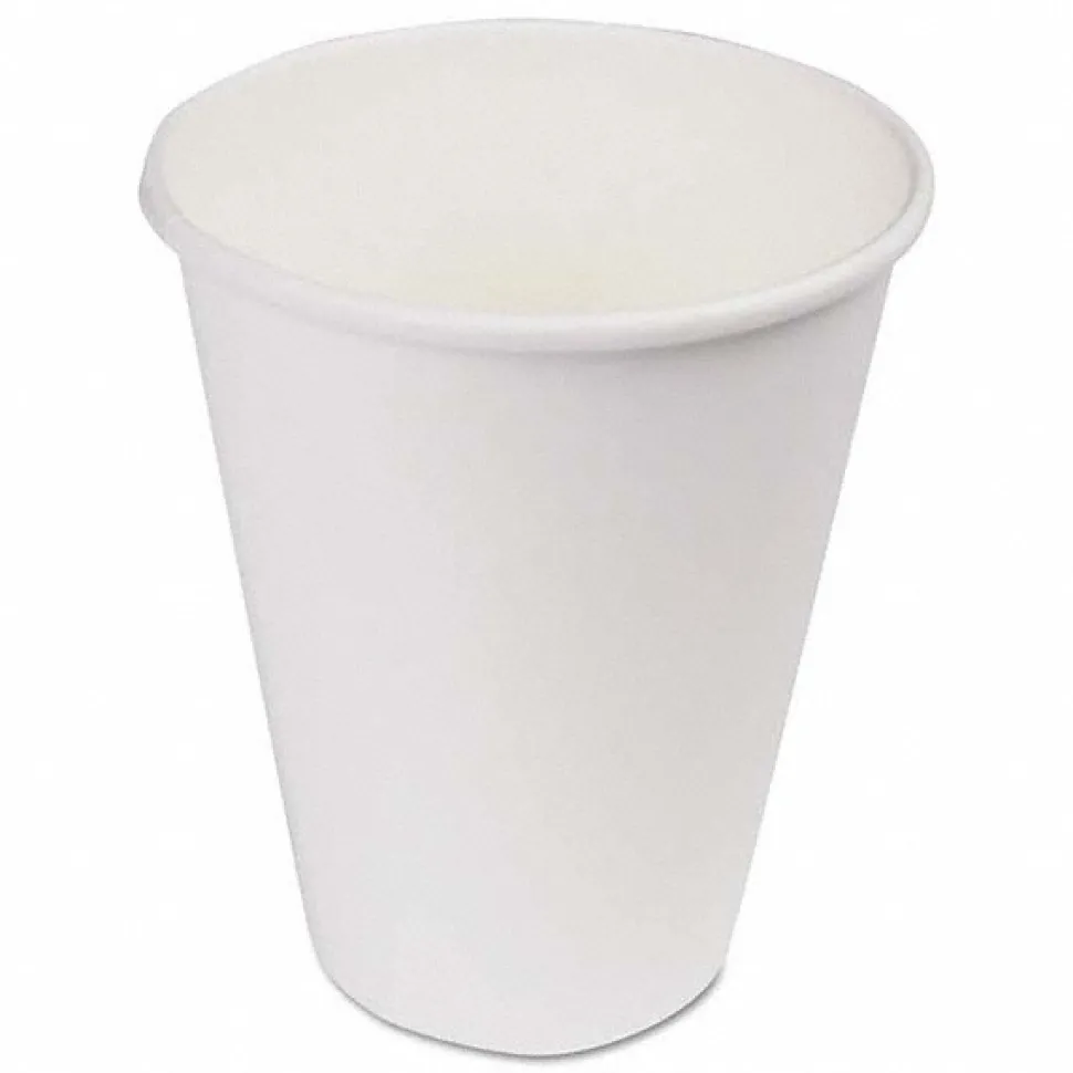 Paper Hot Cups, 12 oz, White, 1000/Carton