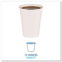 Paper Hot Cups, 12 oz, White, 1000/Carton