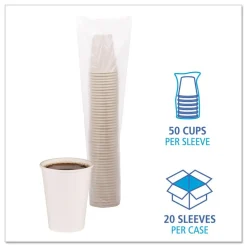 Paper Hot Cups, 12 oz, White, 1000/Carton