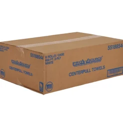 Paper Towels: Center Pull Roll, 6 Rolls per Case, Roll, 2 Ply, White, Recycled Fiber