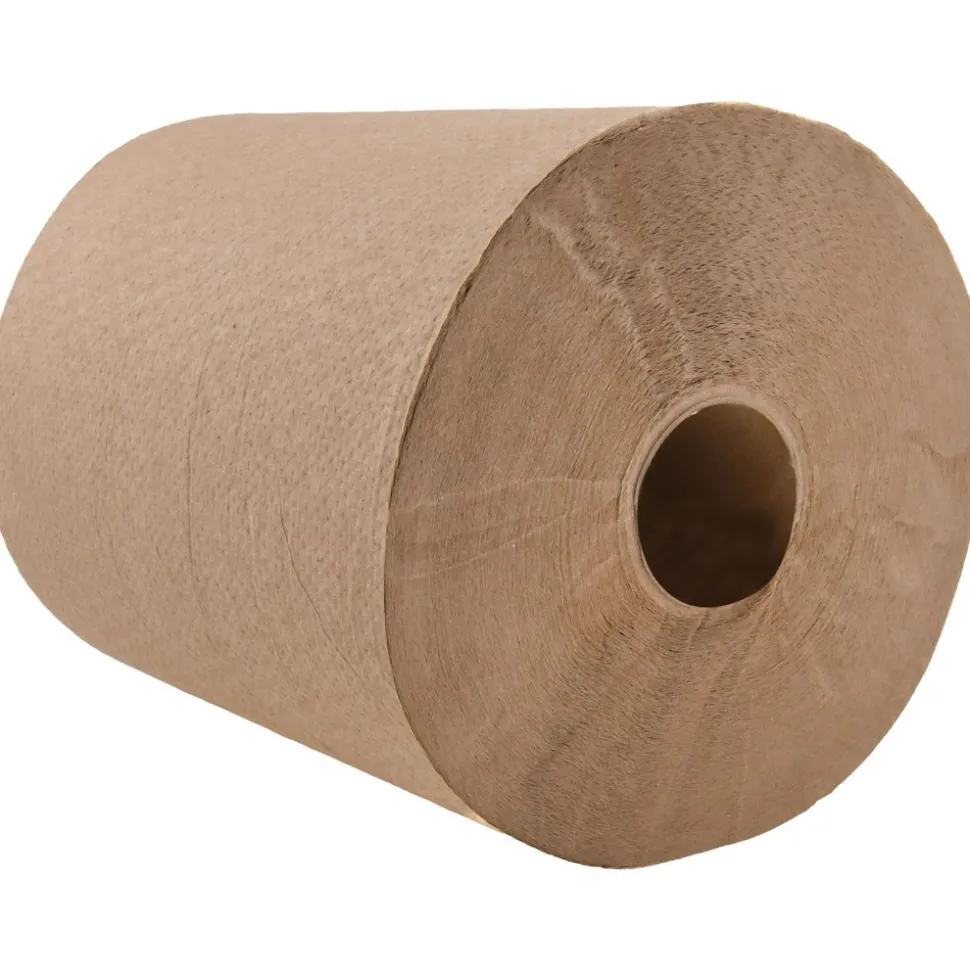 Paper Towels: Hard Roll, 6 Rolls per Case, Roll, 1 Ply, Natural, Recycled Fiber