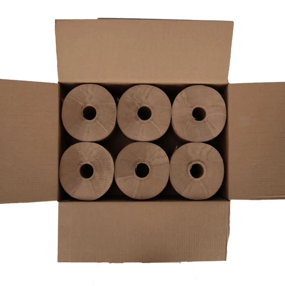 Paper Towels: Hard Roll, 6 Rolls per Case, Roll, 1 Ply, Natural, Recycled Fiber