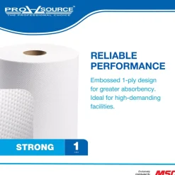 Paper Towels: Hard Roll, 6 Rolls per Case, Roll, 1 Ply, White, Recycled Fiber