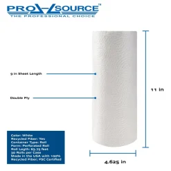 Paper Towels: Perforated Roll, 30 Rolls per Case, Roll, 2 Ply, White, Recycled Fiber