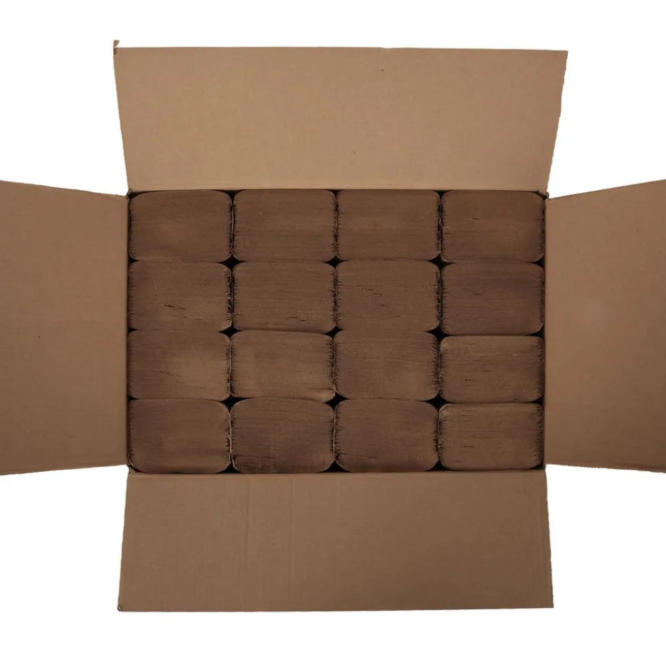 Paper Towels: Single Fold, Pack, 1 Ply, Natural, Recycled Fiber