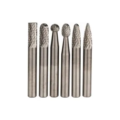 12 Pc Double Cut Burr Set with Cylinder, Cylinder w/Rad End, Ball, Cone, Flame, Inverted Cone, Oval, Pointed Cone, Pointed Tree, Tree w/Rad End