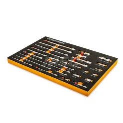 29 Pc, 1/4", 3/8" & 1/2" Drive, Master Chrome Drive, Tool Accessories Set with Foam Storage Tray