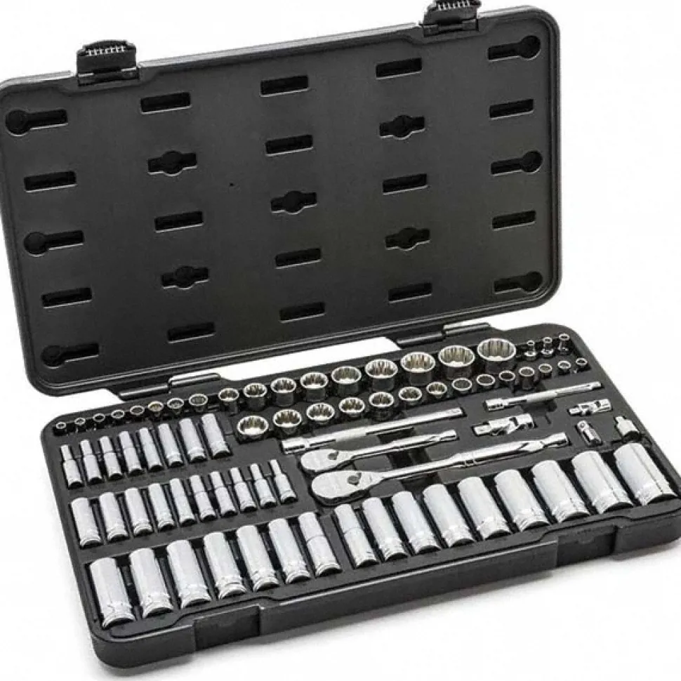 76 Pc, 1/4" & 3/8" Drive, 12-Point, Standard & Deep, SAE & Metric Mechanics Tool Set