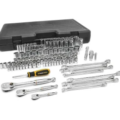 110 Pc, 1/4", 3/8" & 1/2" Drive, 6 & 12-Point, Standard & Deep, SAE & Metric Mechanics Tool Set