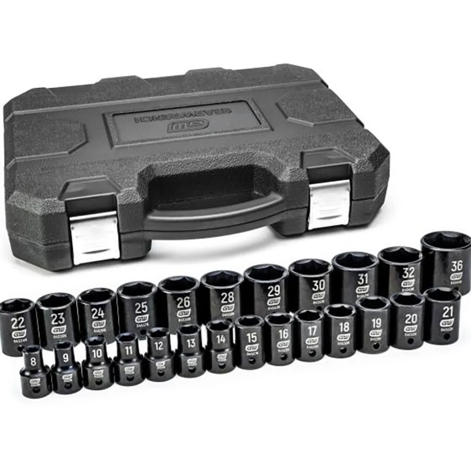 25 Pc. 1/2" Drive 6 Point Standard Impact Metric Socket Set