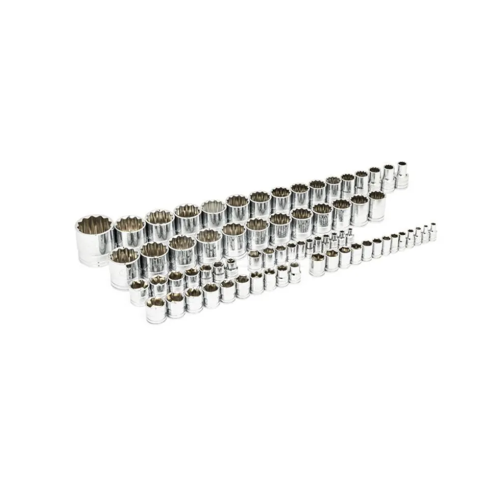 83 Pc, 1/4", 3/8" & 1/2" Drive, 90-Tooth, SAE & Metric Mechanics Tool Set with Foam Storage Tray